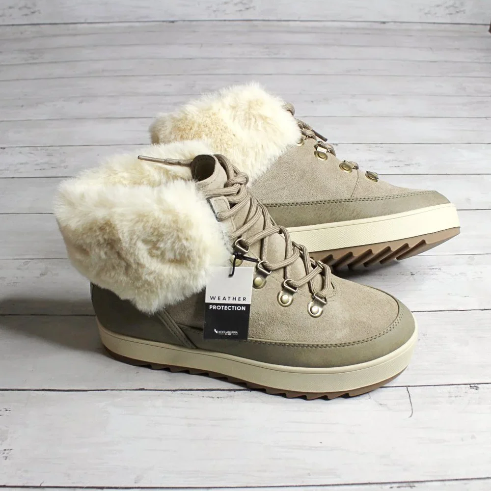 Koolaburra by Ugg Women's Winter Boots Size 8 Suede Leather Lace Fur
